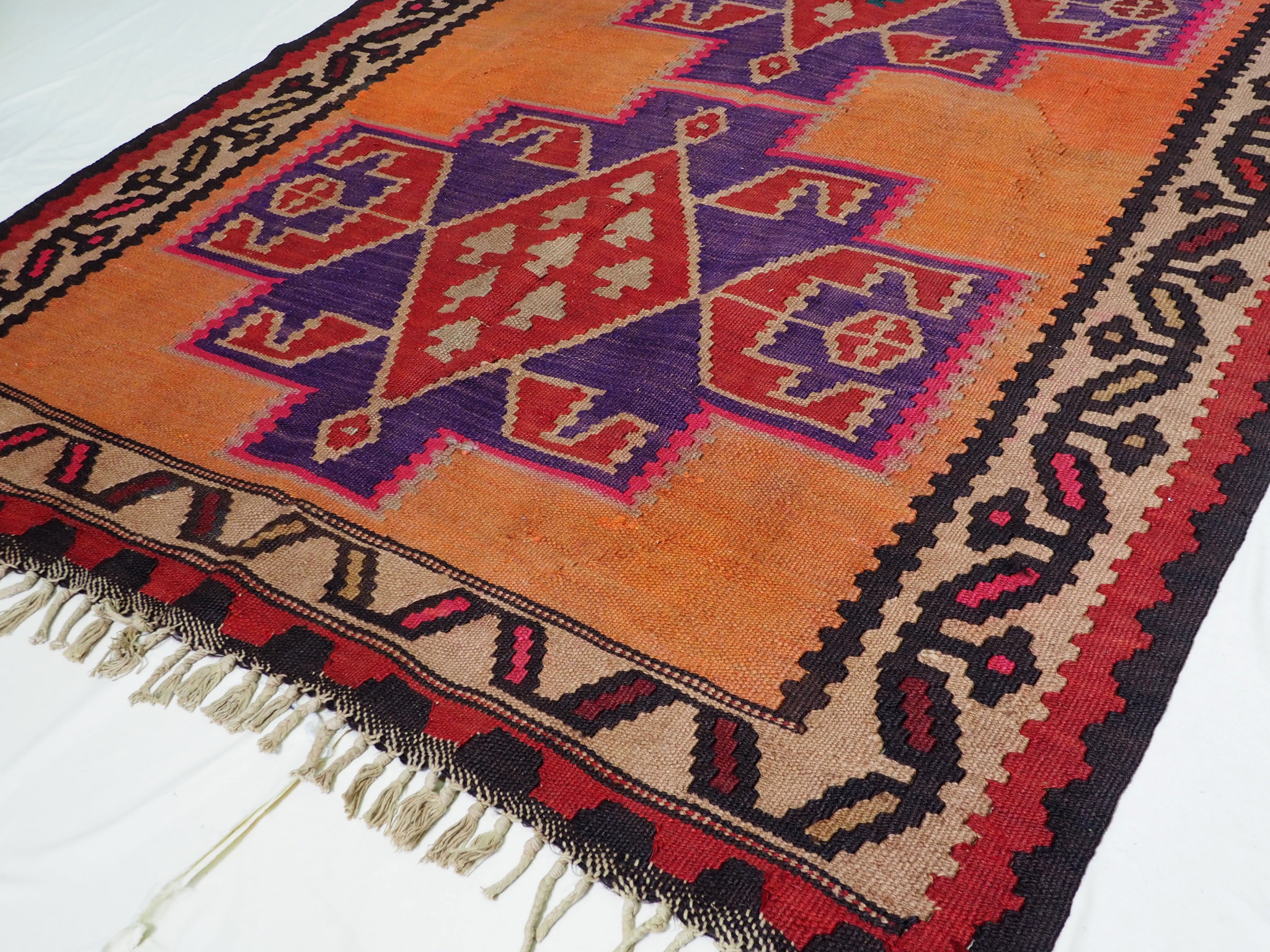 275x153 cm antike handgewebte orient kazak Teppich Nomaden kaukasische kelim No:339