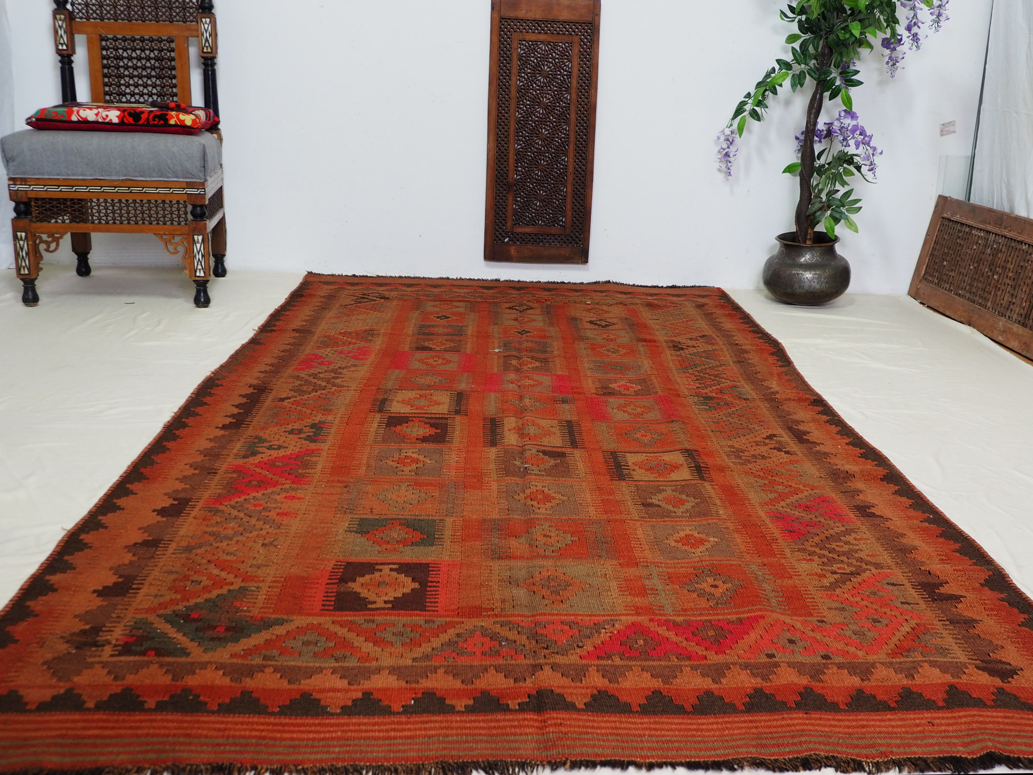 293x144 cm antike handgewebte orient kazak Teppich Nomaden kaukasische kelim No:462