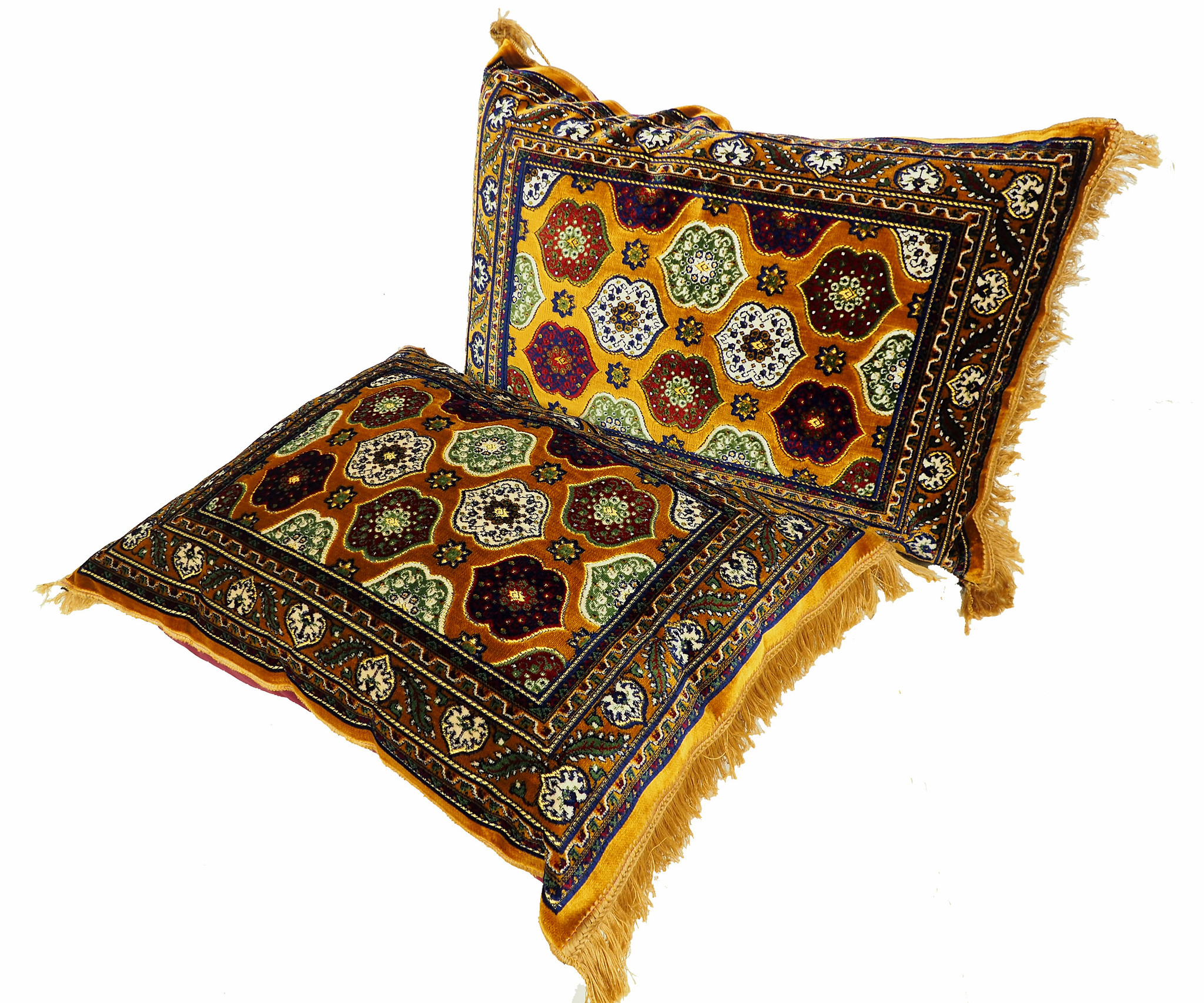 Set of 3 Pcs  1x Mattress  + 2x cushions orient Afghan nomad pillow rug seat floor cushion 1001-night Seating  majlis Toshak توشک  (Gold)