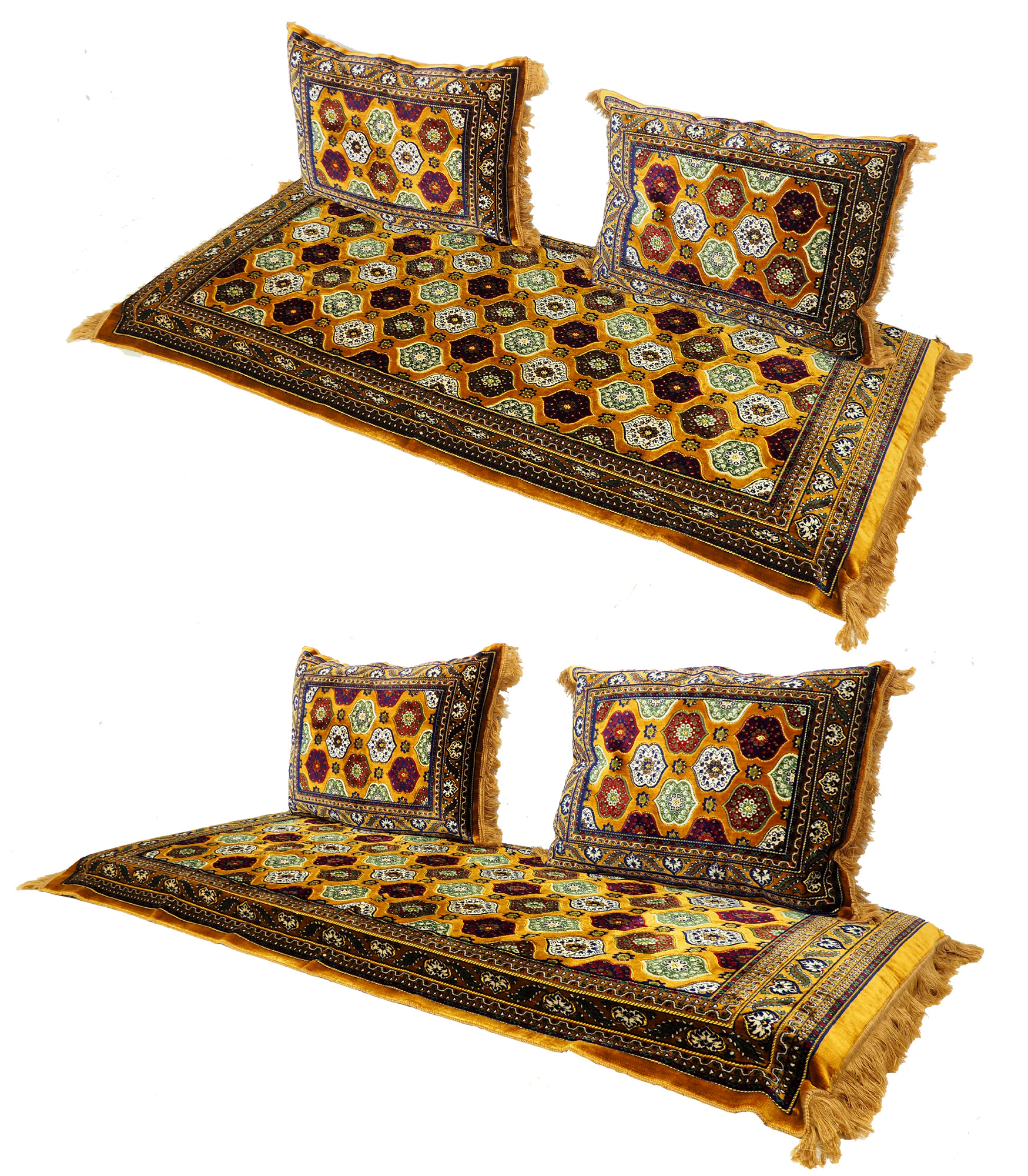 Set of 3 Pcs 1x Mattress + 2x cushions orient Afghan nomad pillow ru 