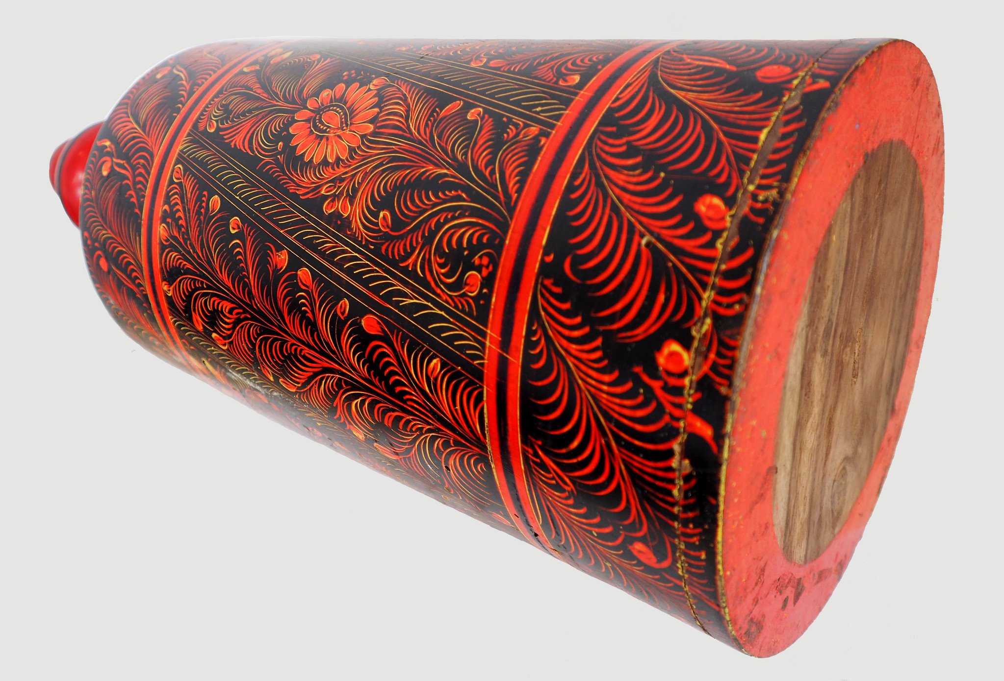 orient handgearbeitete Lacquerware Massiv Holz Flasche aus Afghanistan Pakistanv Rot