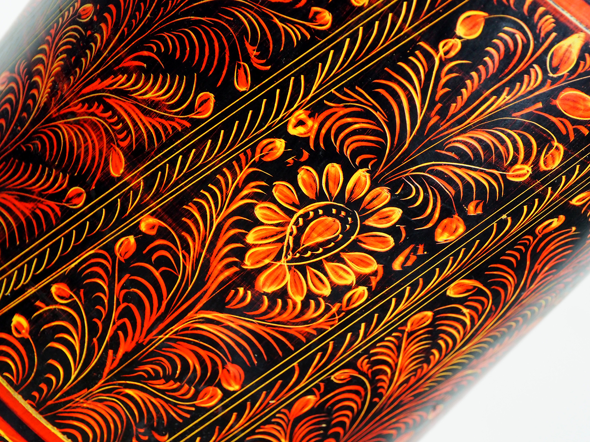 orient handgearbeitete Lacquerware Massiv Holz Flasche aus Afghanistan Pakistanv Rot