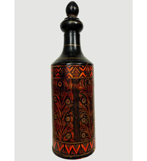 orient handgearbeitete Lacquerware Massiv Holz Flasche aus Afghanistan Pakistanv Schwarz