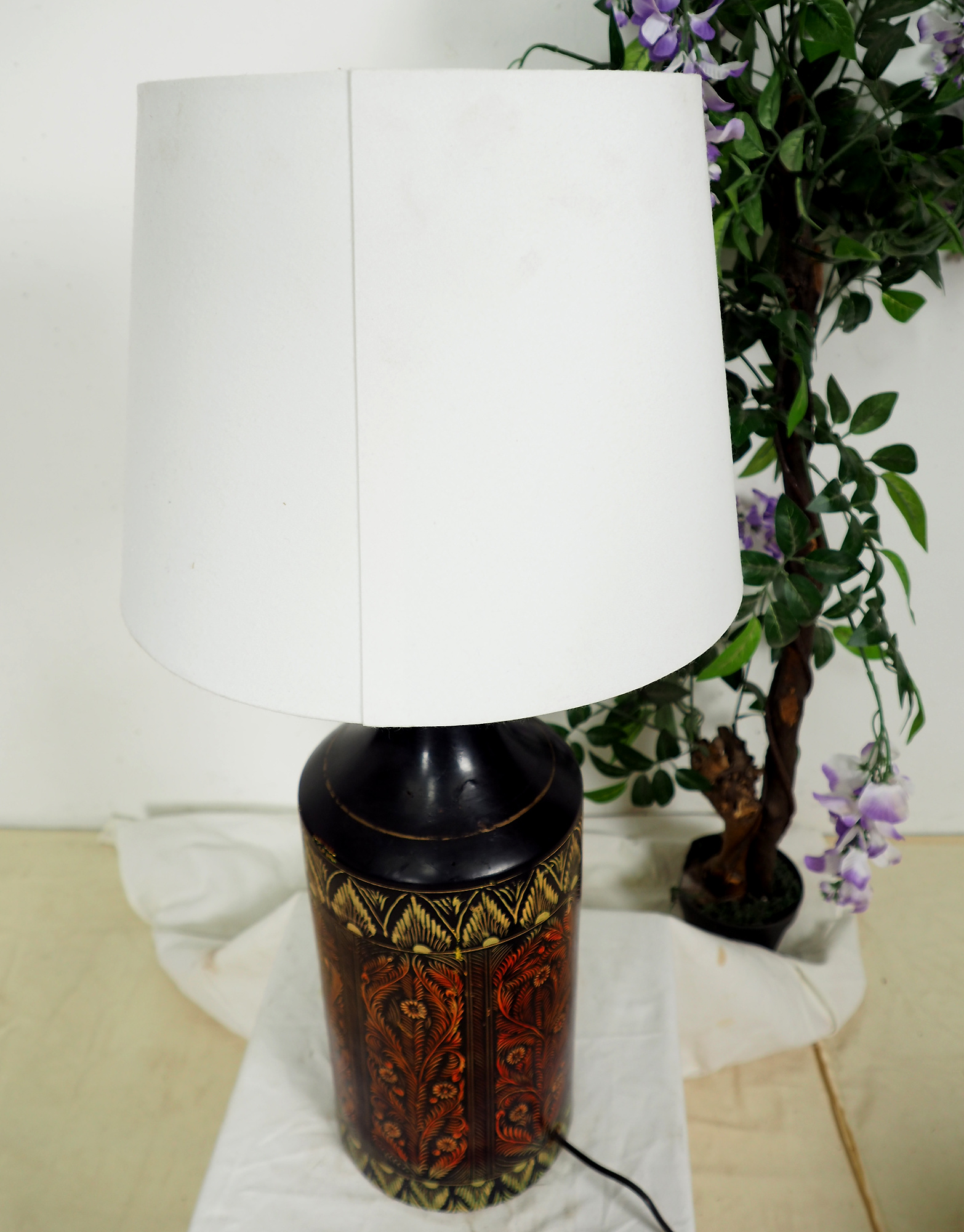 rient handgearbeitete Lacquerware Massiv Holz Flasche Lampe Lampenfuß Lampensockel aus Afghanistan Pakistan