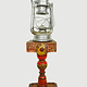 Antique handpainted stunning Vintage Lacquerware wooden oil lamp stand karosin lamp stand from Afghanistan / Pakistan No:19/C