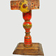 Antique handpainted stunning Vintage Lacquerware wooden oil lamp stand karosin lamp stand from Afghanistan / Pakistan No:19/C