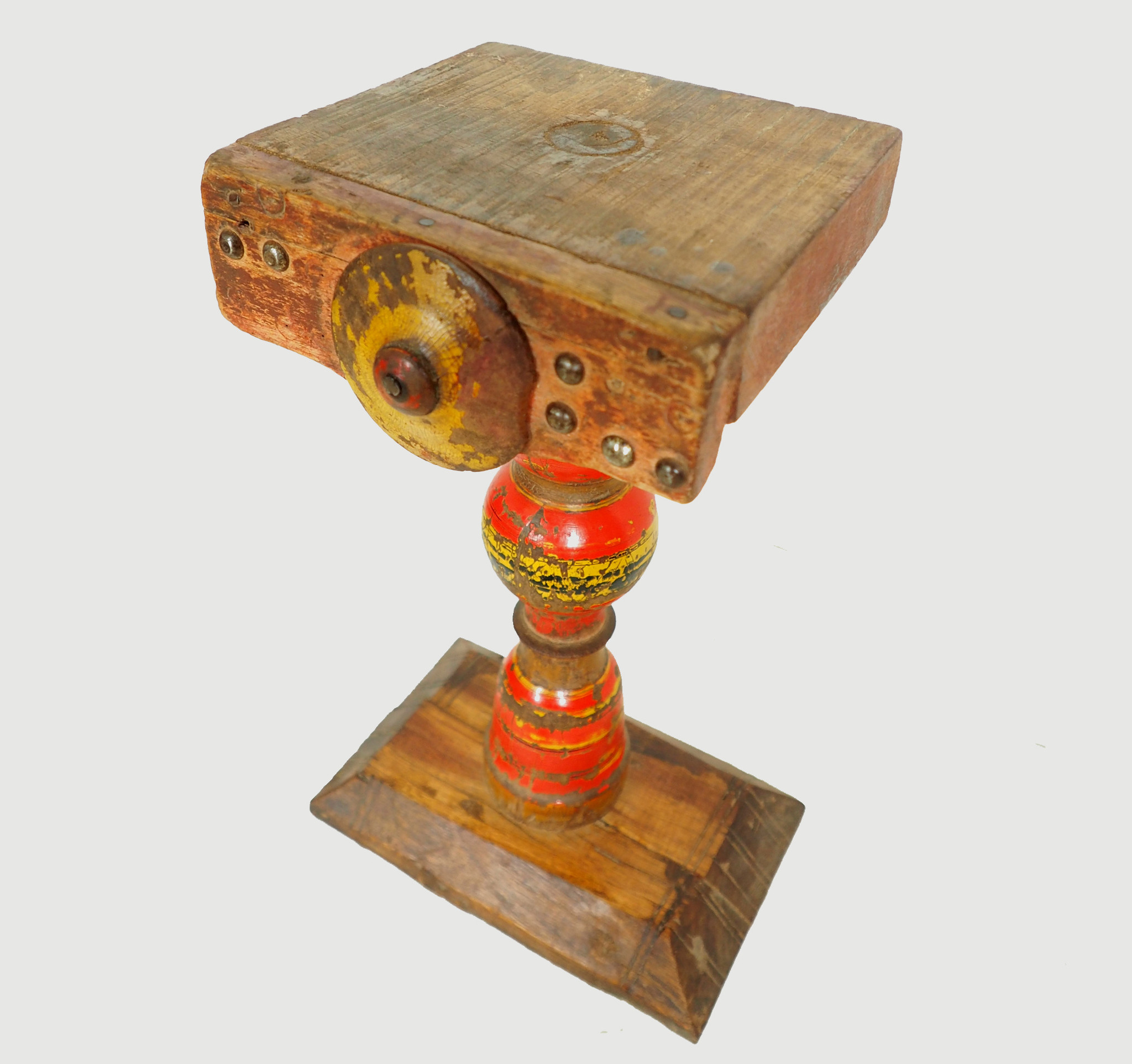 Antique handpainted stunning Vintage Lacquerware wooden oil lamp stand karosin lamp stand from Afghanistan / Pakistan No:19/C