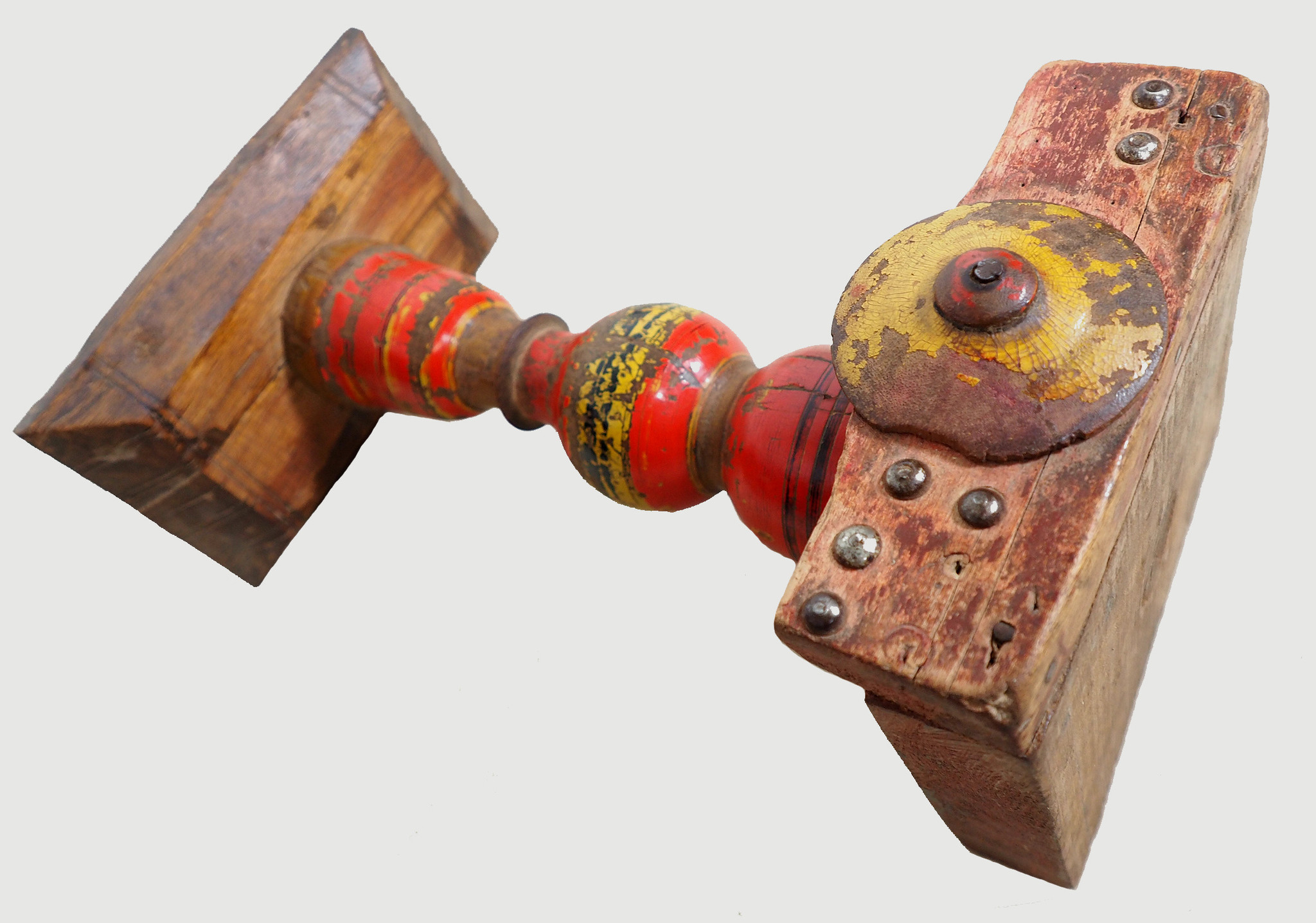 Antique handpainted stunning Vintage Lacquerware wooden oil lamp stand karosin lamp stand from Afghanistan / Pakistan No:19/C