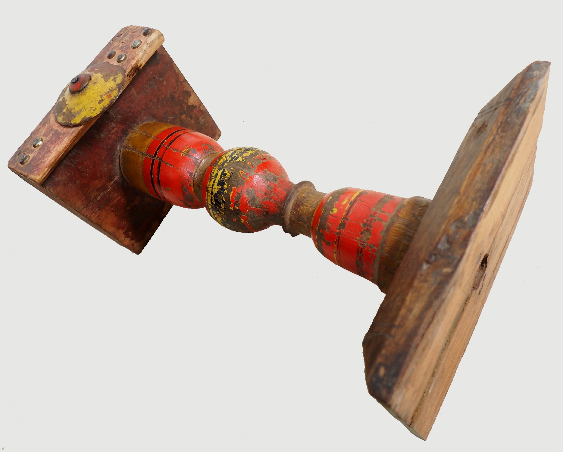 Antique handpainted stunning Vintage Lacquerware wooden oil lamp stand karosin lamp stand from Afghanistan / Pakistan No:19/C
