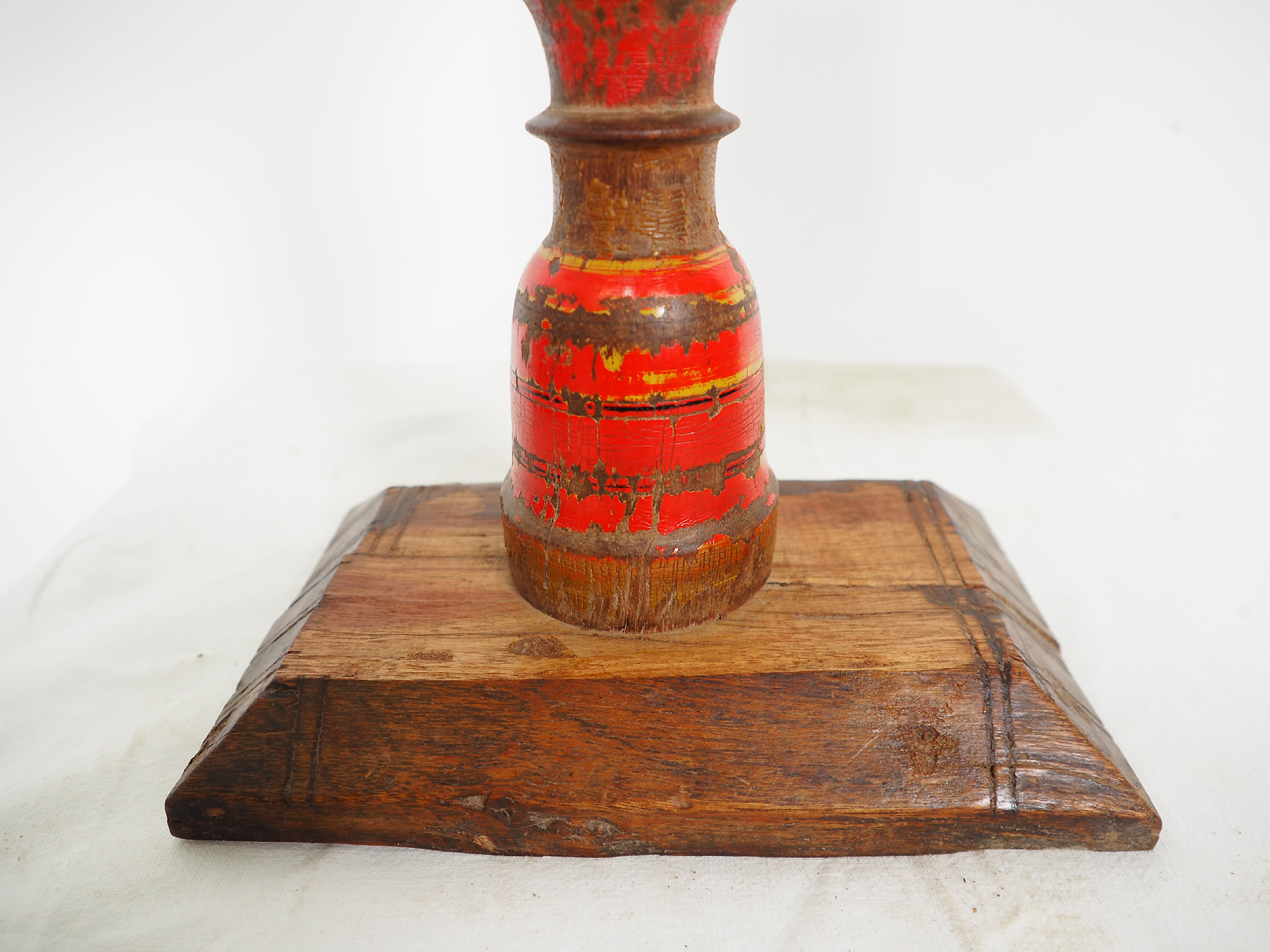Antique handpainted stunning Vintage Lacquerware wooden oil lamp stand karosin lamp stand from Afghanistan / Pakistan No:19/C