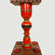 Antique handpainted stunning Vintage Lacquerware wooden oil lamp stand karosin lamp stand candle holder from Afghanistan / Pakistan No:19/E