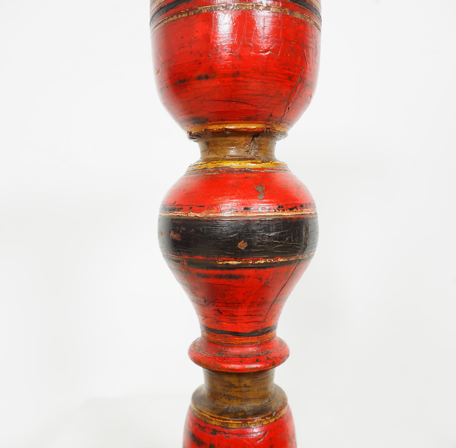 Antique handpainted stunning Vintage Lacquerware wooden oil lamp stand karosin lamp stand candle holder from Afghanistan / Pakistan No:19/E