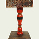 Antique handpainted stunning Vintage Lacquerware wooden oil lamp stand karosin lamp stand candle holder from Afghanistan / Pakistan No:19/F