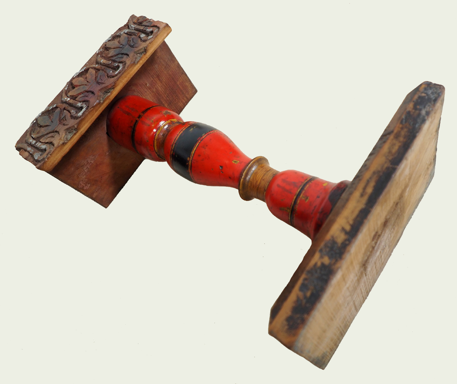 Antique handpainted stunning Vintage Lacquerware wooden oil lamp stand karosin lamp stand candle holder from Afghanistan / Pakistan No:19/F