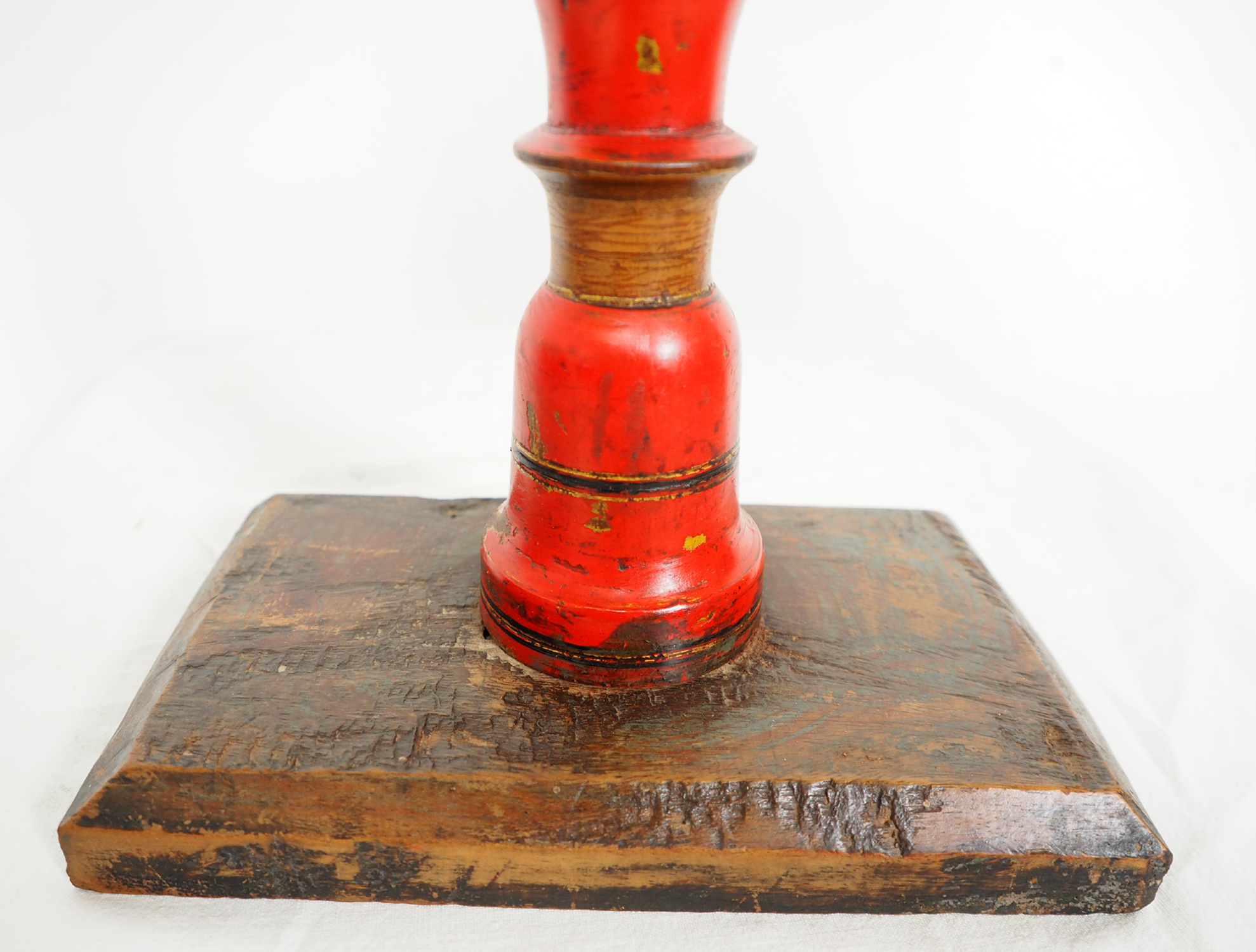 Antique handpainted stunning Vintage Lacquerware wooden oil lamp stand karosin lamp stand candle holder from Afghanistan / Pakistan No:19/F