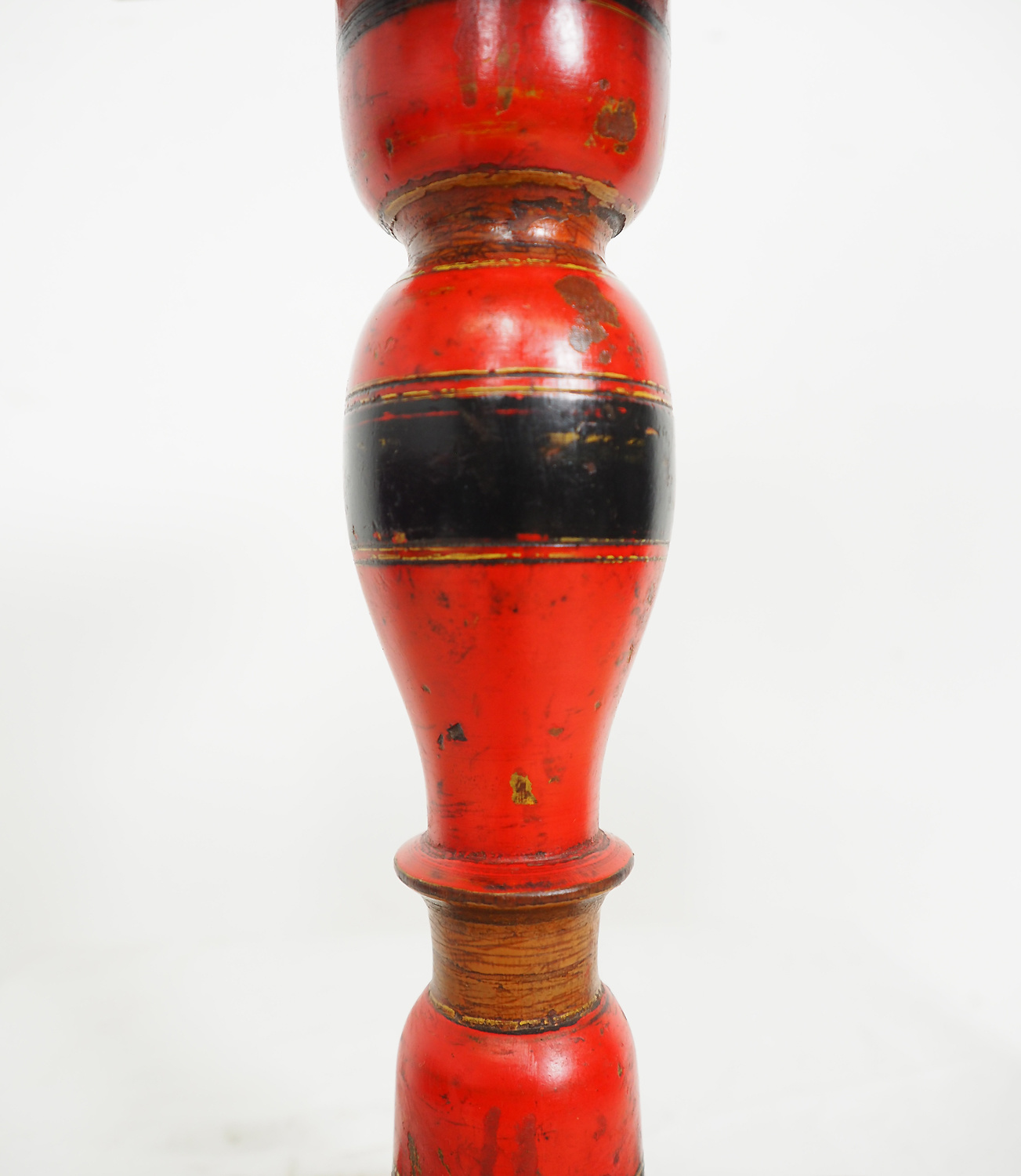 Antique handpainted stunning Vintage Lacquerware wooden oil lamp stand karosin lamp stand candle holder from Afghanistan / Pakistan No:19/F