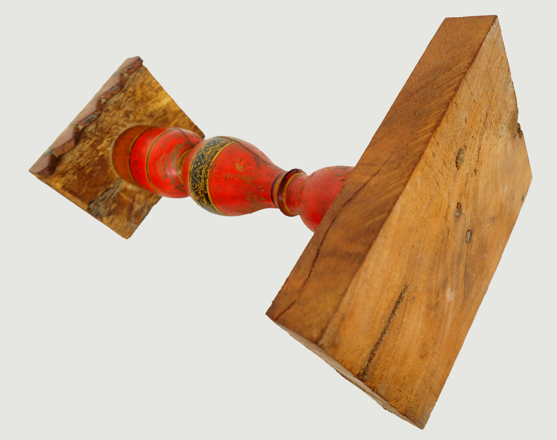 Antique handpainted stunning Vintage Lacquerware wooden oil lamp stand karosin lamp stand candle holder from Afghanistan / Pakistan No:19/H