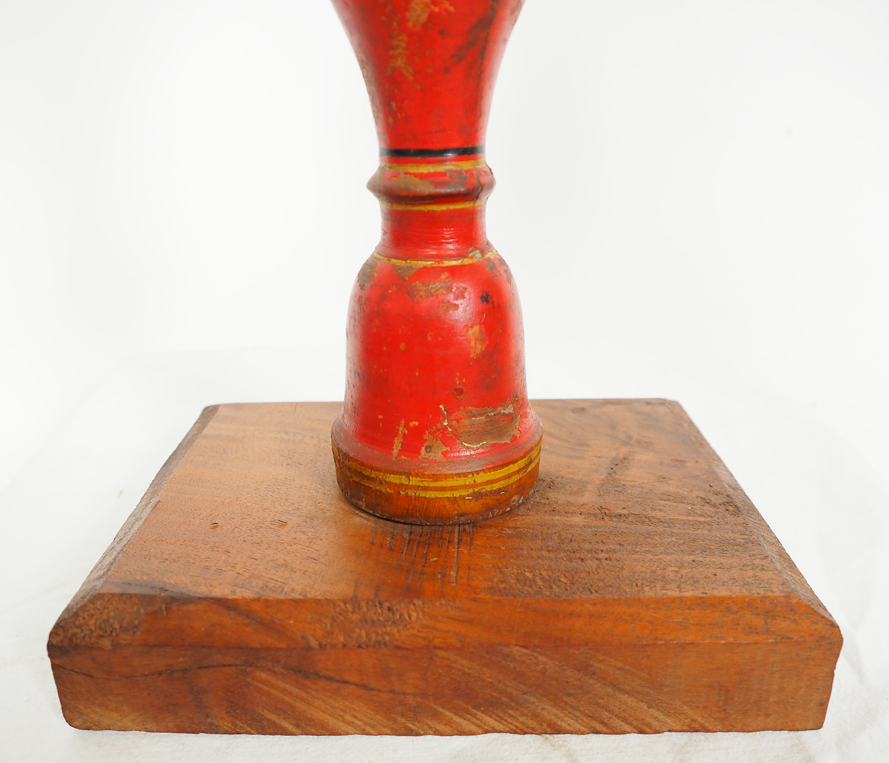 Antique handpainted stunning Vintage Lacquerware wooden oil lamp stand karosin lamp stand candle holder from Afghanistan / Pakistan No:19/H