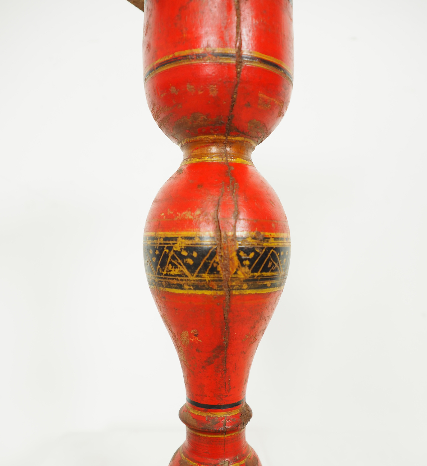 Antique handpainted stunning Vintage Lacquerware wooden oil lamp stand karosin lamp stand candle holder from Afghanistan / Pakistan No:19/H