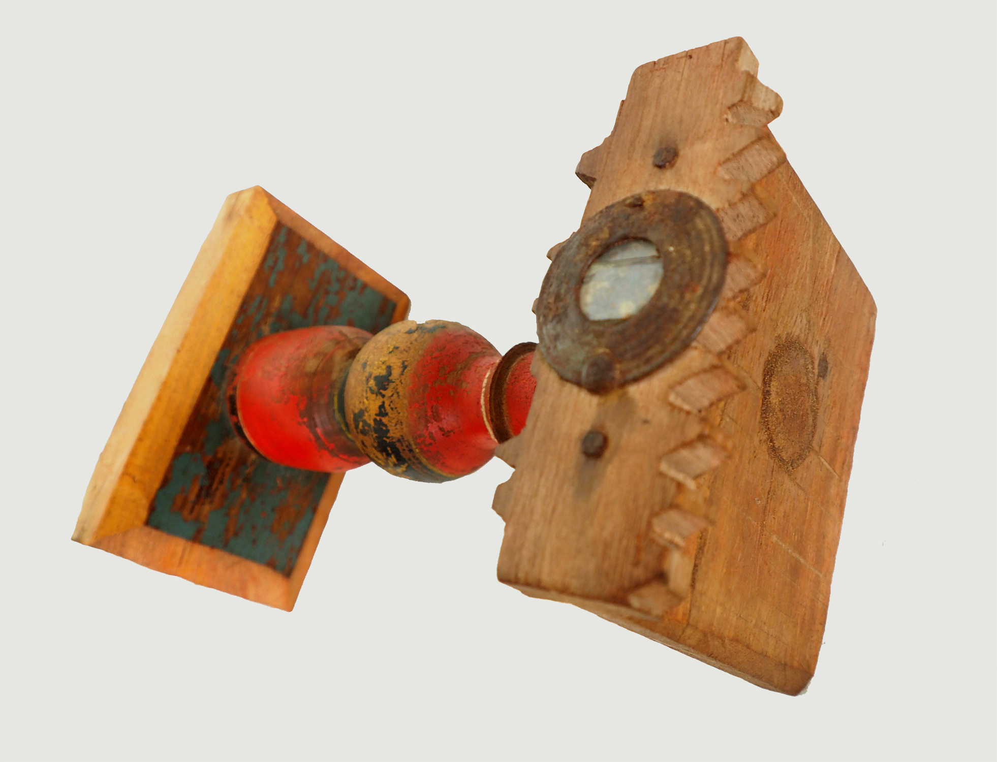 Antique handpainted stunning Vintage Lacquerware wooden oil lamp stand karosin lamp stand candle holder from Afghanistan / Pakistan No:19/J