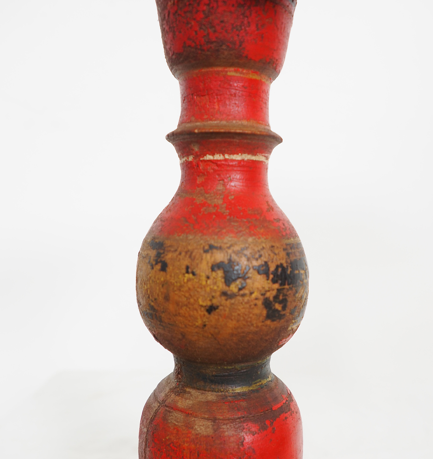 Antique handpainted stunning Vintage Lacquerware wooden oil lamp stand karosin lamp stand candle holder from Afghanistan / Pakistan No:19/J