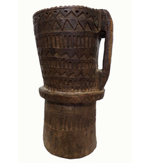 ANTIQUE NURISTANI WOODEN MORTAR  AND PESTLE No: C