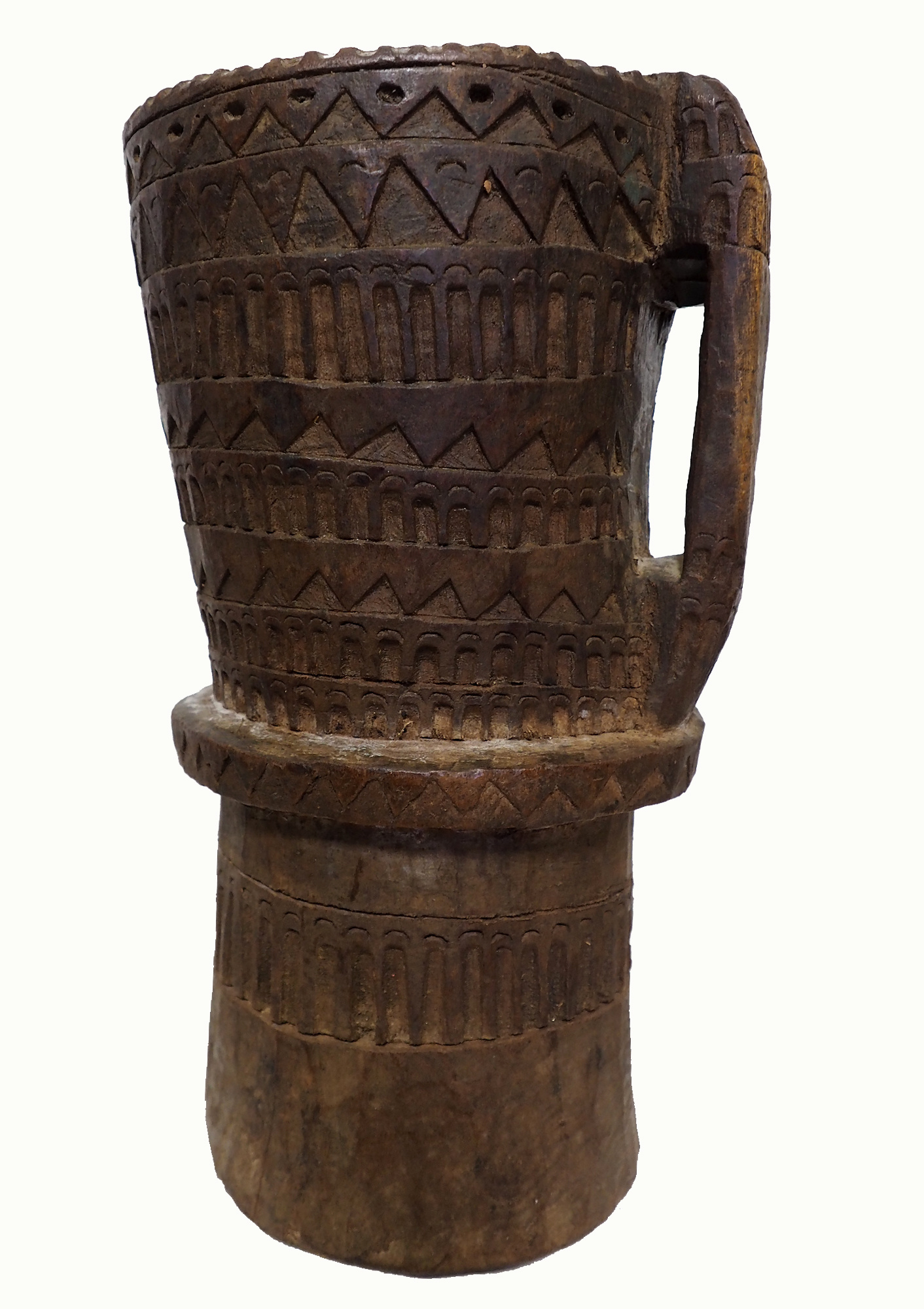 ANTIQUE NURISTANI WOODEN MORTAR  AND PESTLE No: C