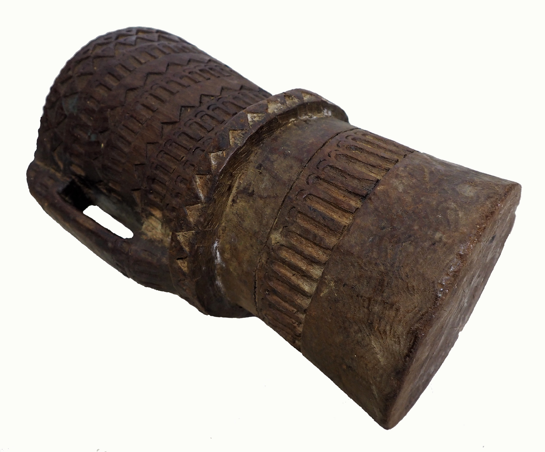 ANTIQUE NURISTANI WOODEN MORTAR  AND PESTLE No: C