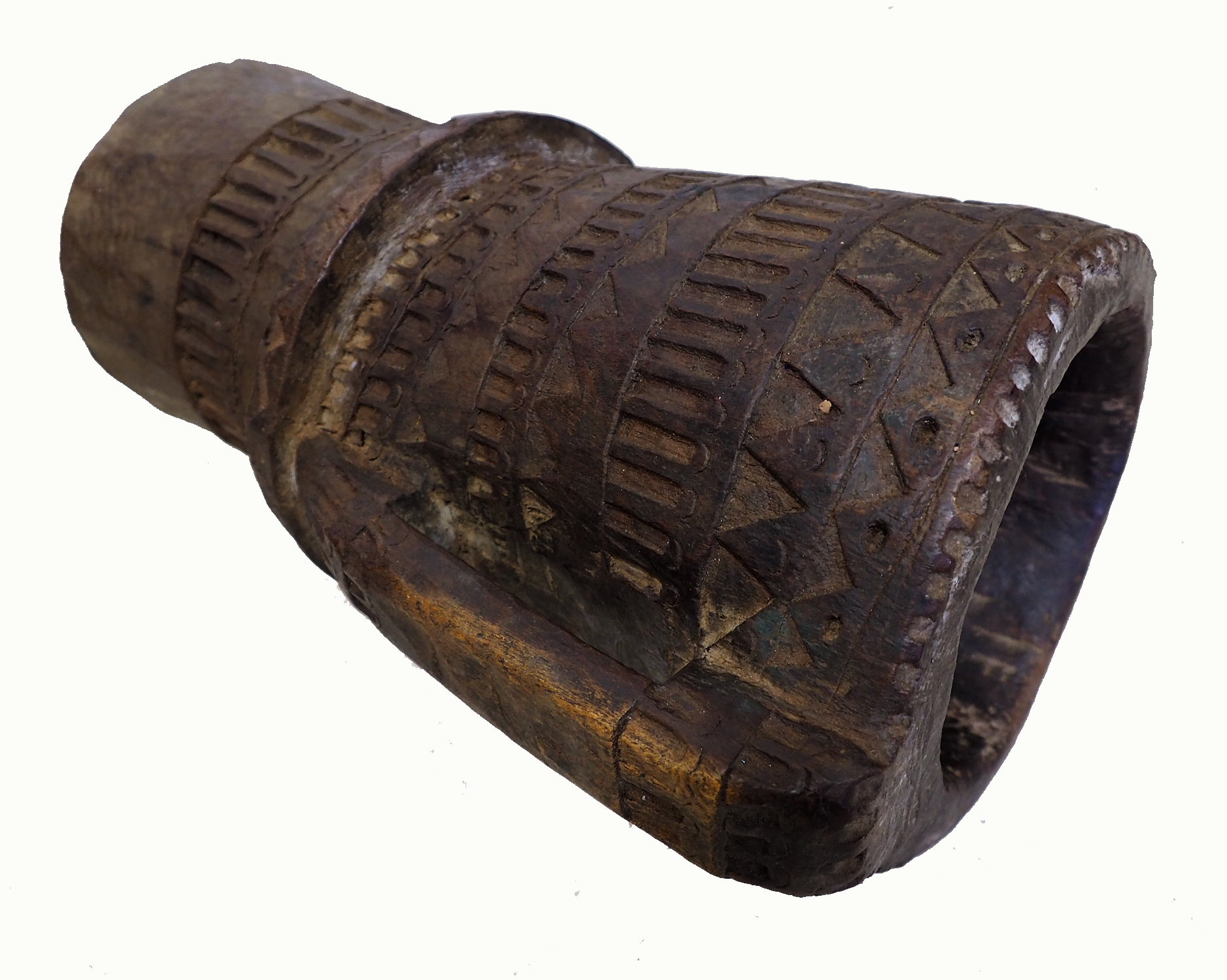 ANTIQUE NURISTANI WOODEN MORTAR  AND PESTLE No: C