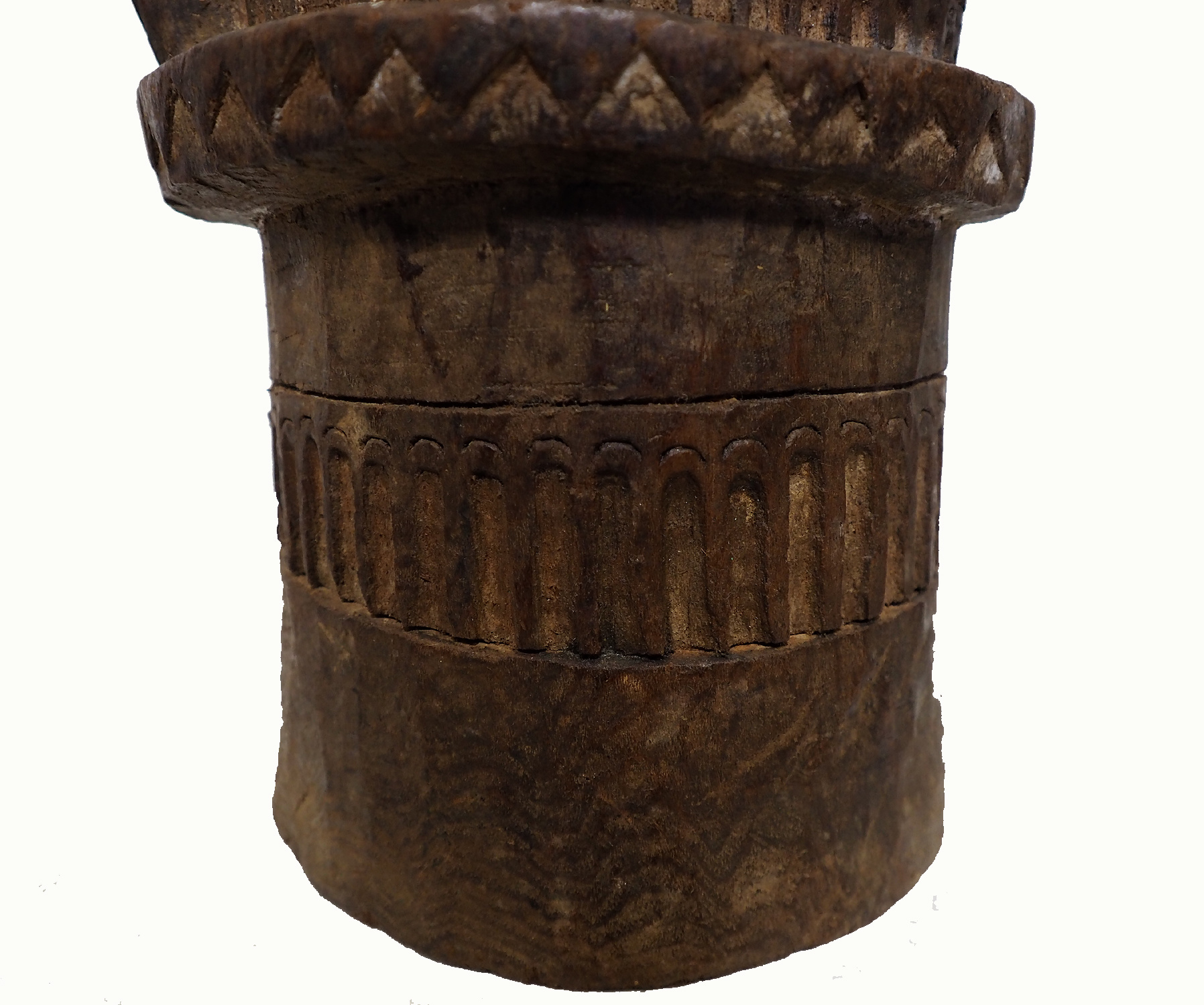 ANTIQUE NURISTANI WOODEN MORTAR  AND PESTLE No: C