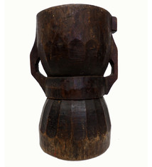 ANTIQUE NURISTANI WOODEN MORTAR  AND PESTLE No: E