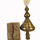 Antique Islamic brass mosque minaret lace Alam hand of fatima wood pedestal 19