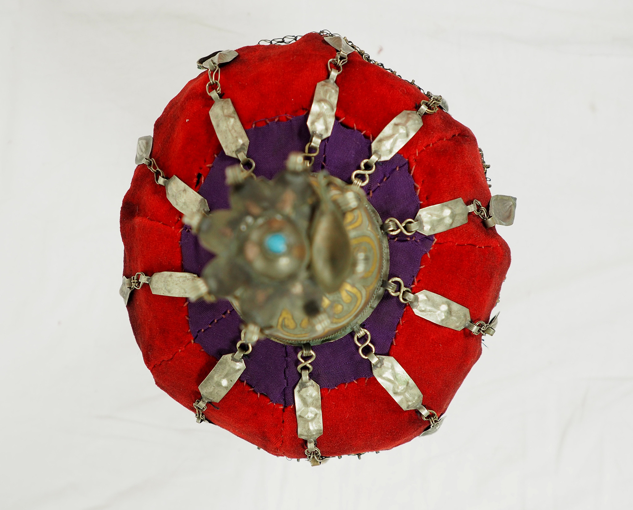 antique Tekke Turkmen Cap jewellery for girls of marriageable age 19th century  silver ornate hat women,s wedding headdress  Turkmeistan 20E