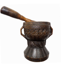ANTIQUE NURISTANI WOODEN MORTAR  AND PESTLE No: ULM/A