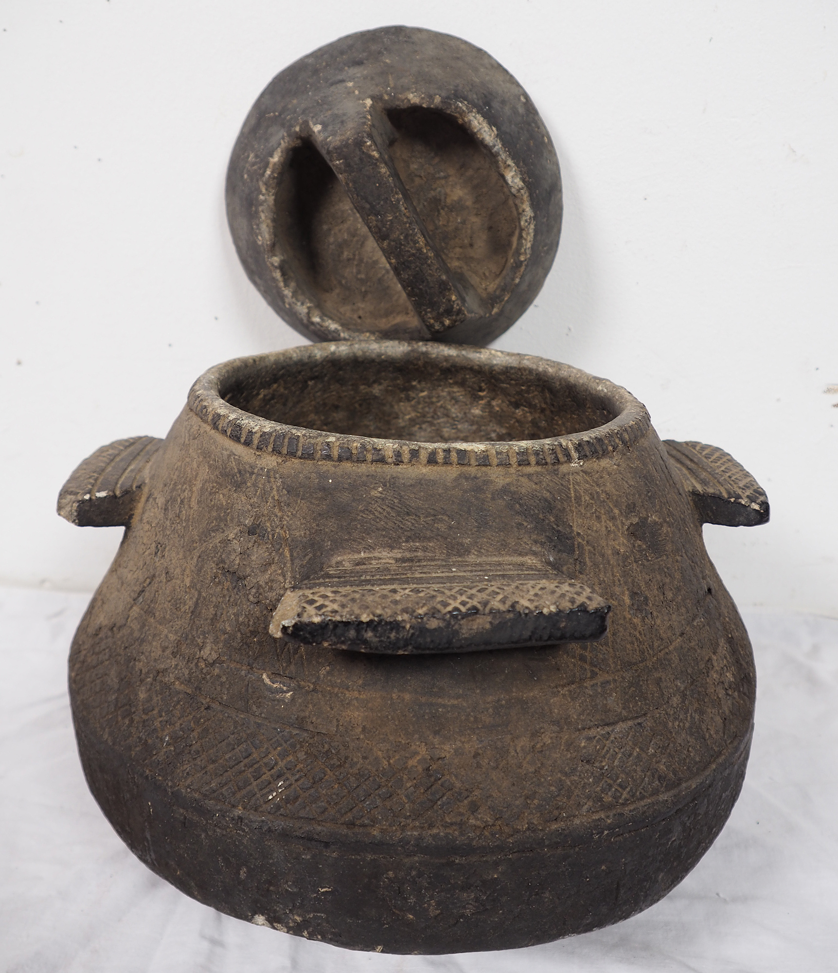 antique Islamic soapstone Large antique heavy tool gray stone cooking pot bowl vessel carved Artifact from Afghanistan / Pakistan Nr:HH