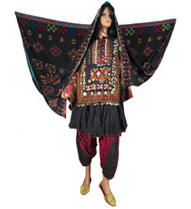 antique complet original Pakistan Afghanistan nuristan kohistan swat Woman embroidered Wedding Dress jumlo with headscarf & trousers No:20/B