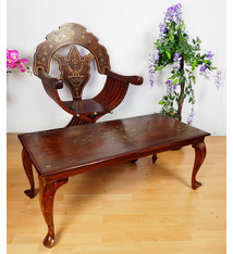 luxurious orient teak Savonarola chair and table