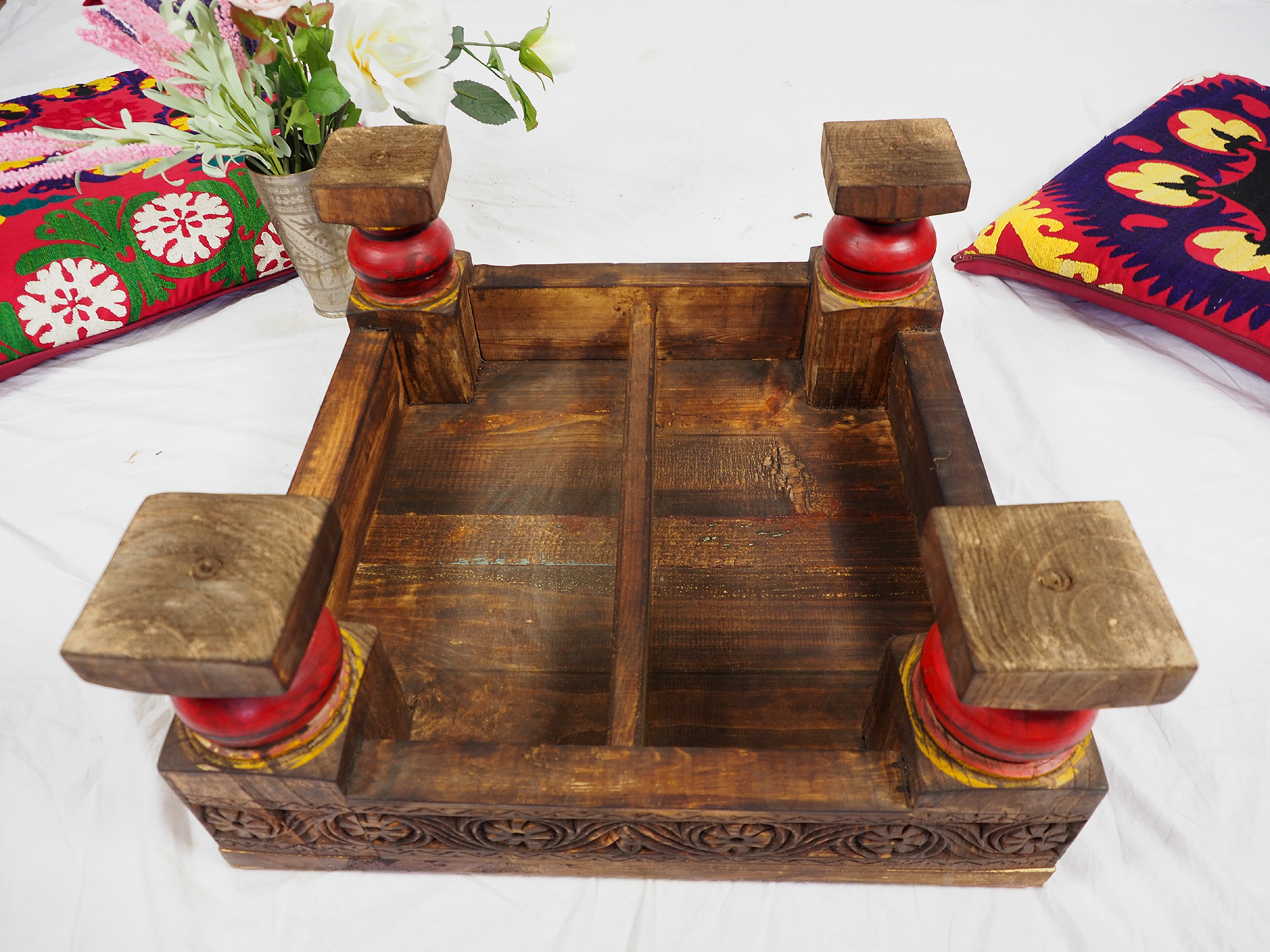 50x50 cm cm antique-look orient colonial solid wood hand-carved  table  Coffee Table living room table  from Afghanistan nuristan PUNJAB