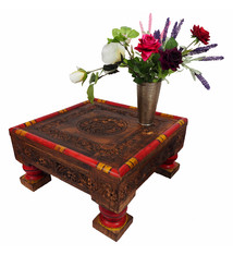 50x50 cm cm antique-look orient colonial solid wood hand-carved  table  Coffee Table living room table  from Afghanistan nuristan PUNJAB