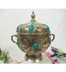 Extravagant oriental nickel silver box jewelry box casket from Afghanistan 20/1