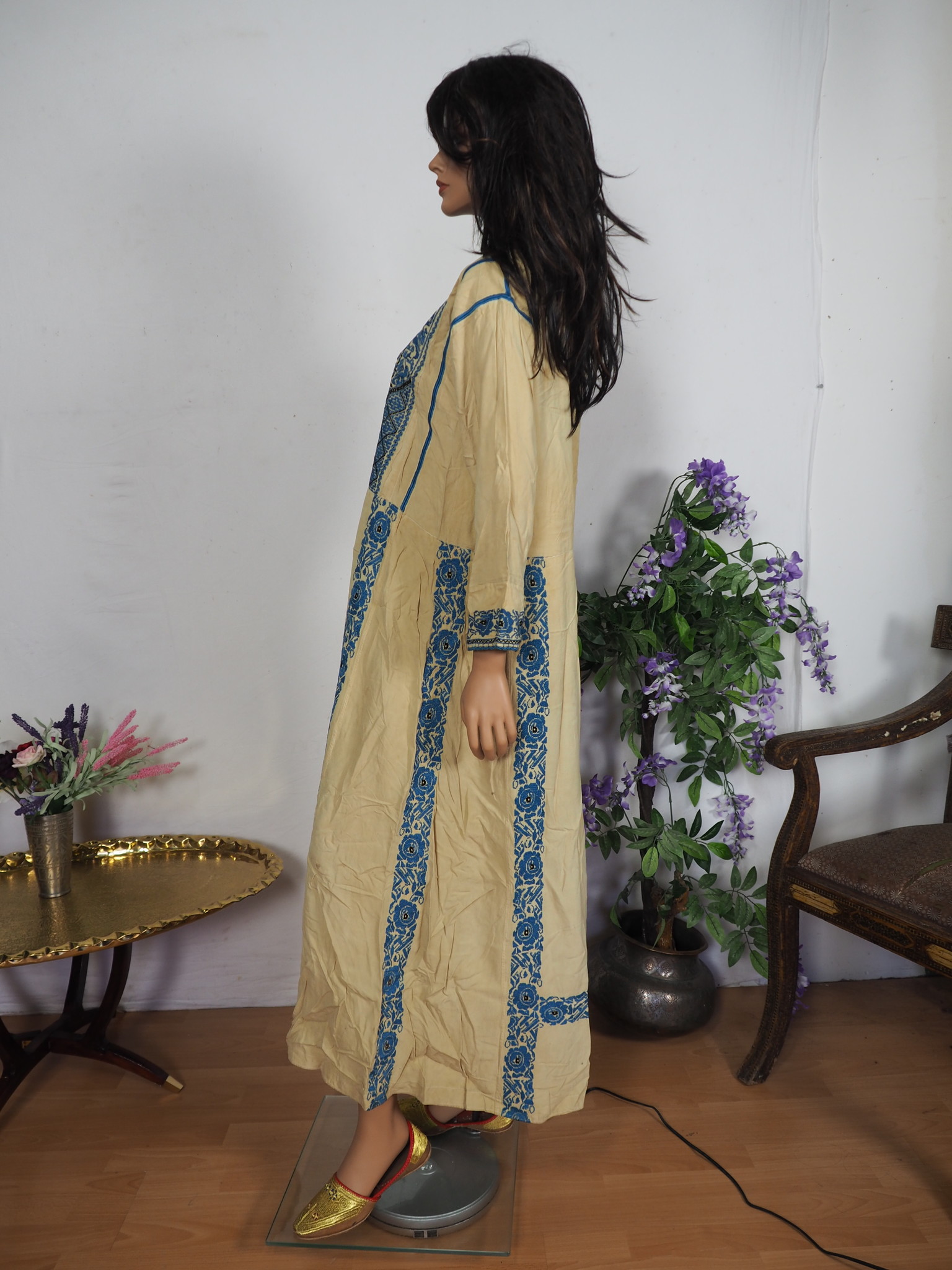 antique hand embroidered bedouin palestinian Ethnic thoub tunic dress No-9