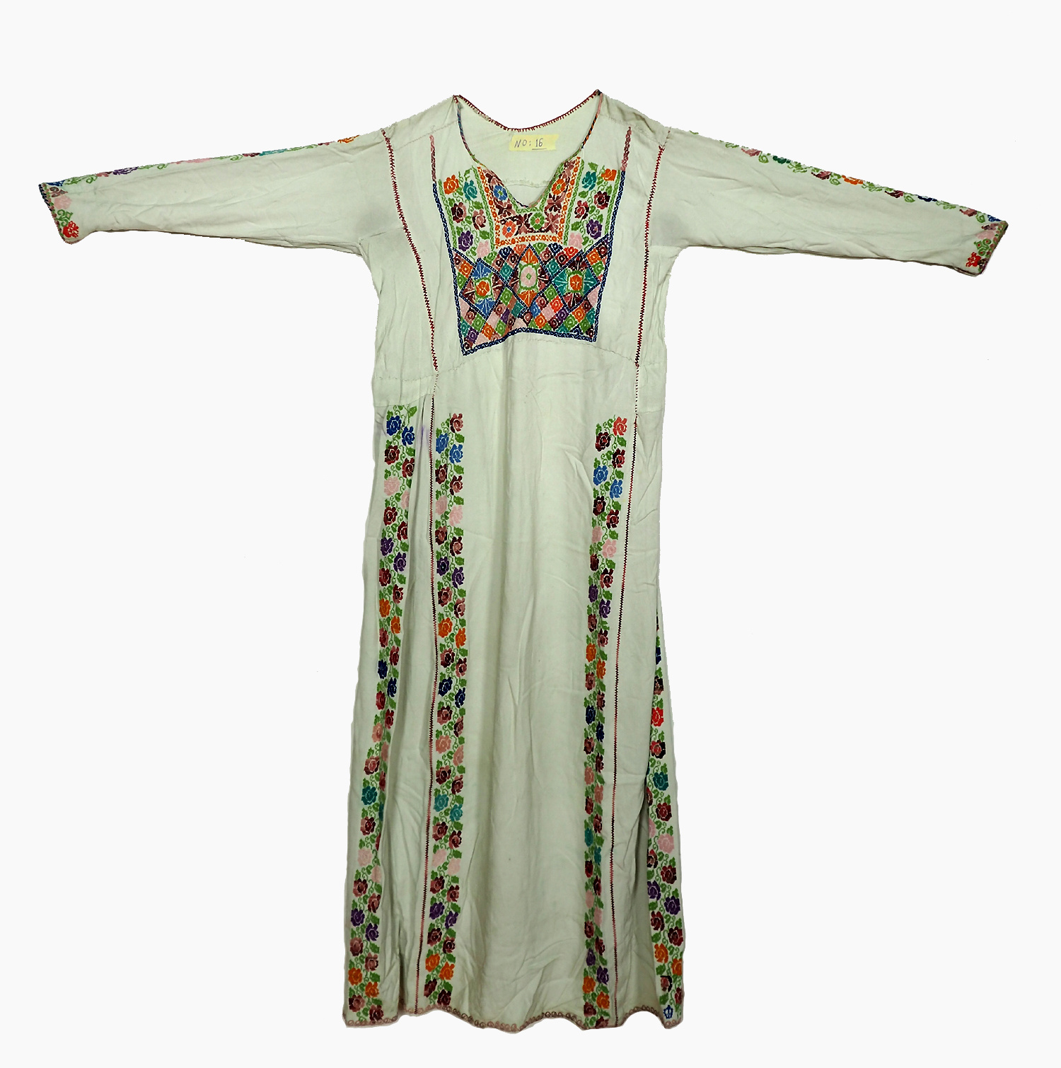 antique hand embroidered bedouin palestinian Ethnic thoub tunic dress No-16