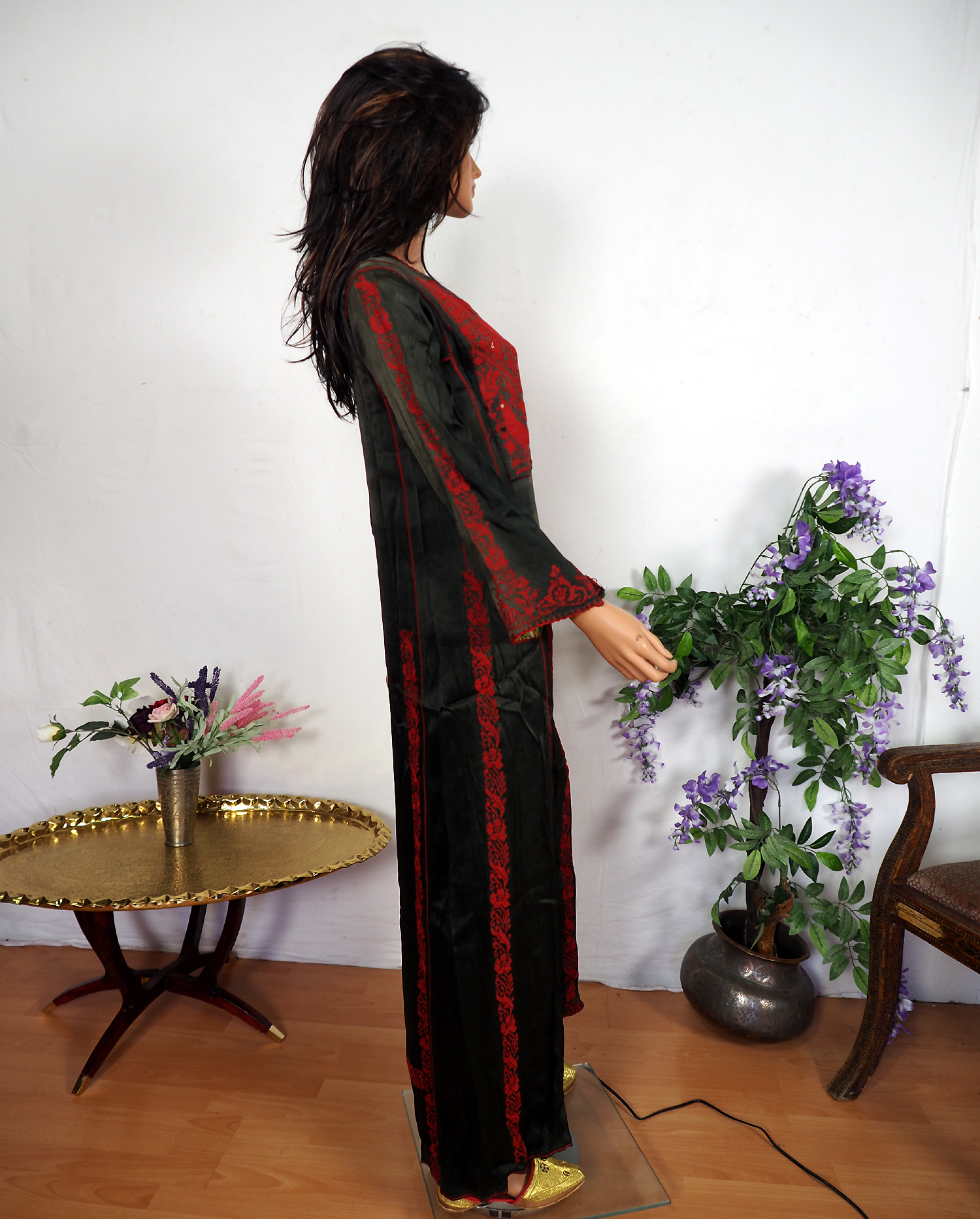 antique hand embroidered bedouin palestinian Ethnic thoub tunic dress No-4