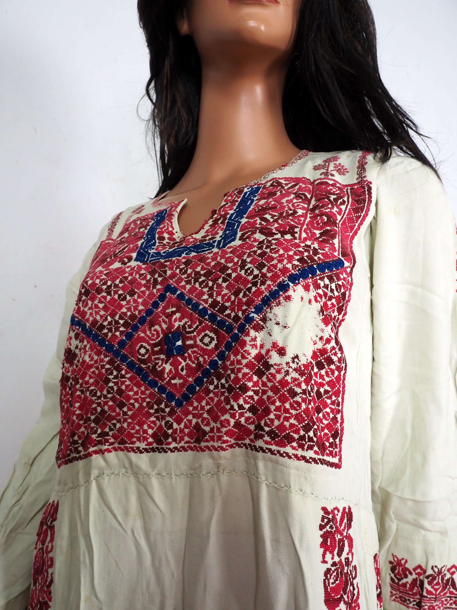 antique hand embroidered bedouin palestinian Ethnic thoub tunic dress No-6