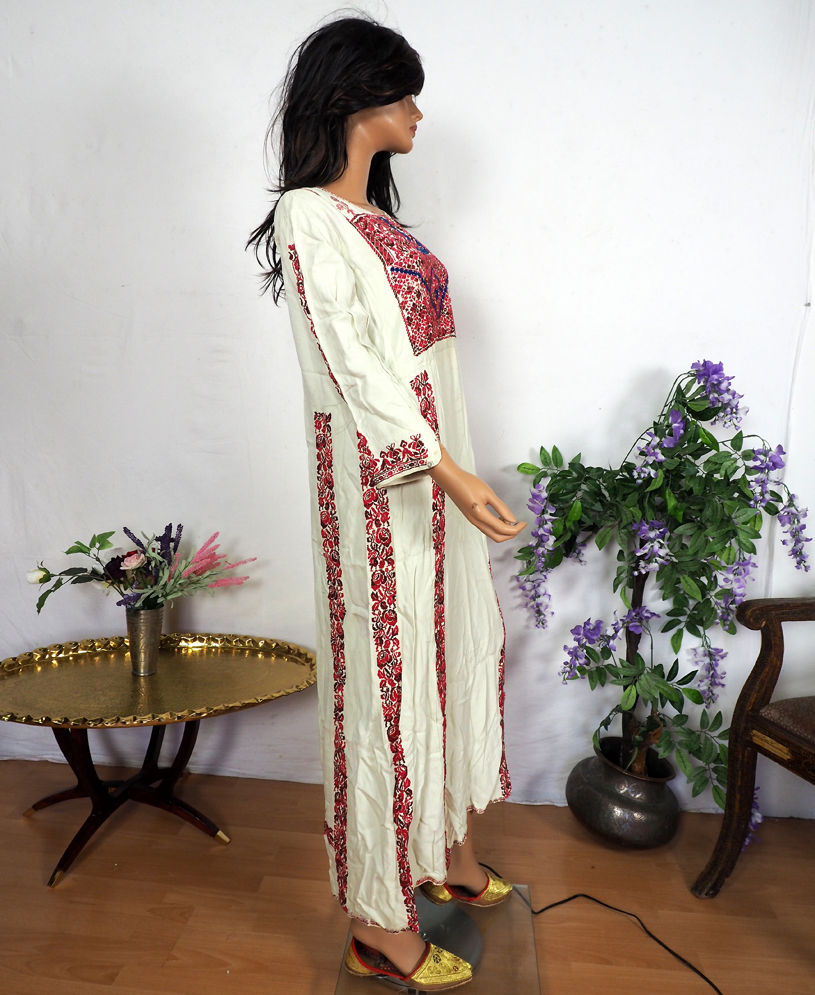 antique hand embroidered bedouin palestinian Ethnic thoub tunic dress No-6