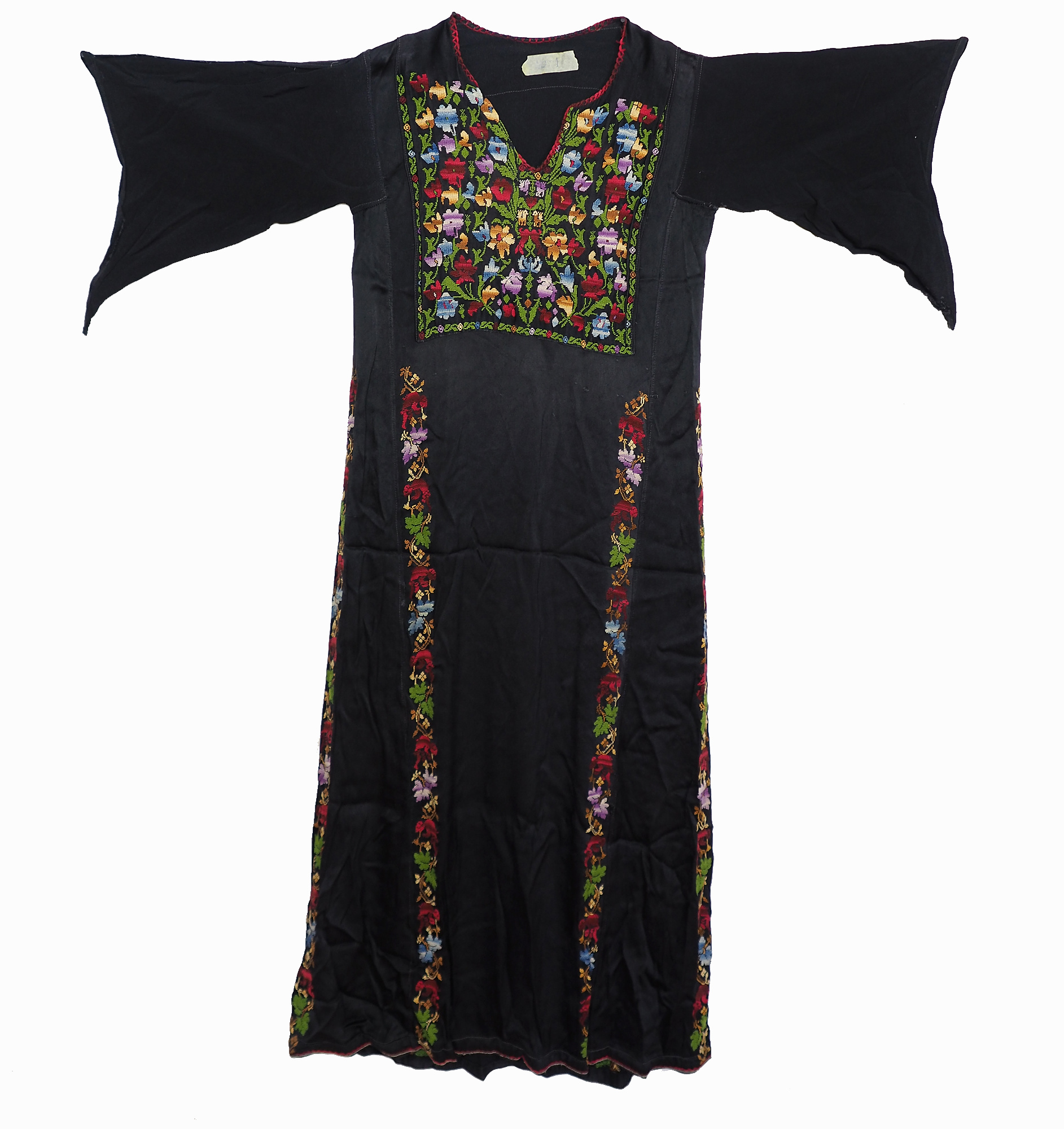 antique hand embroidered bedouin palestinian Ethnic thoub tunic dress No-1