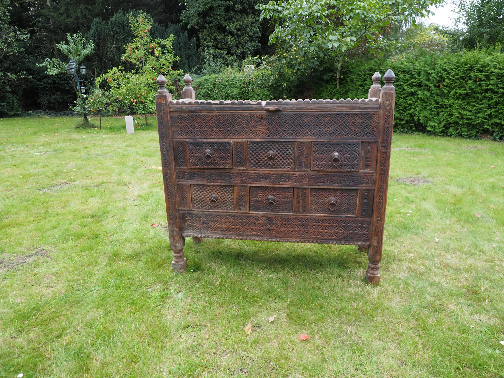 antique 19th century orient vintage cedar wood treasure Dowry Chest from Nuristan Afghanistan Pakistan (swat vally ) No:9