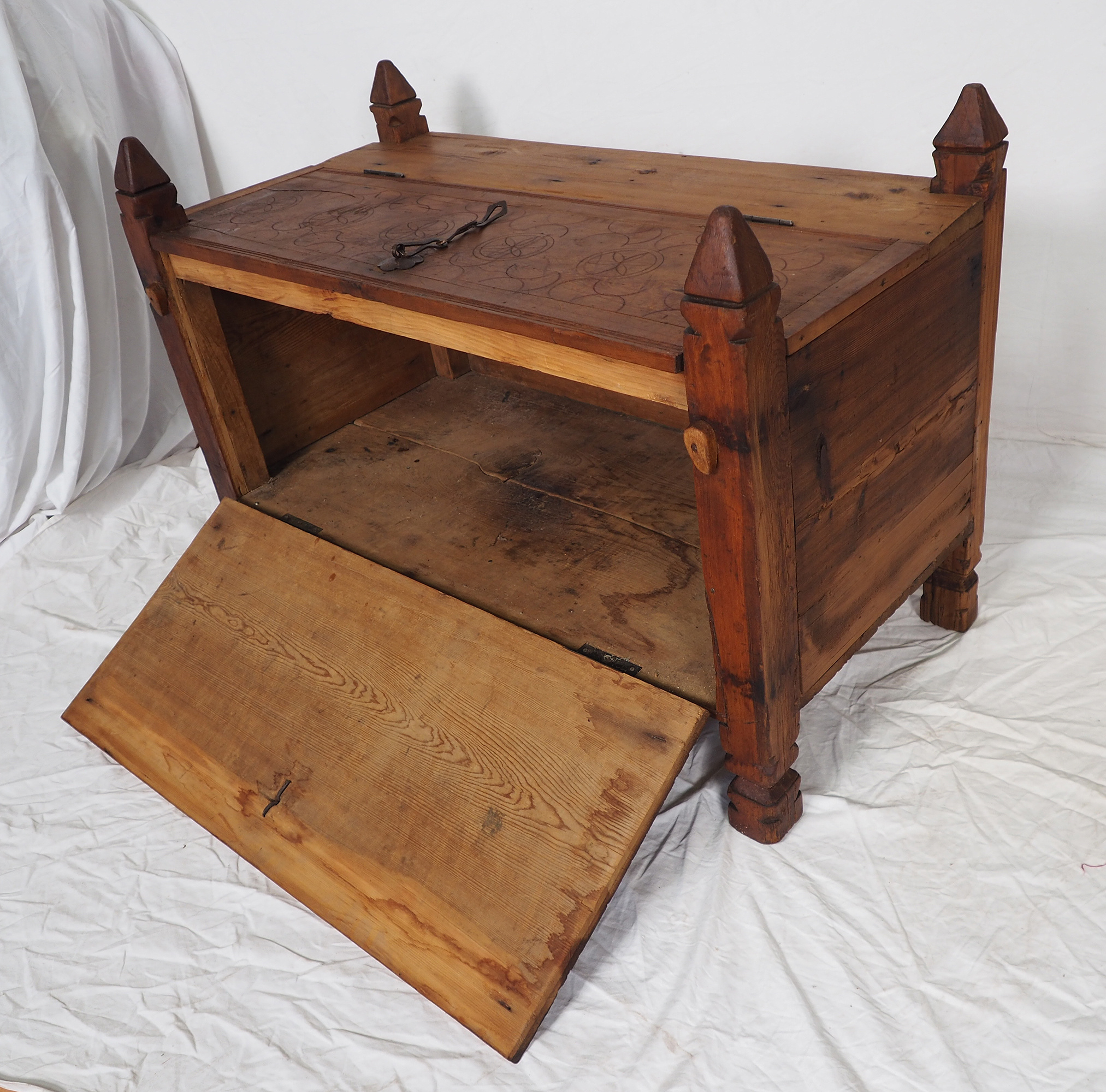 antique 19th century orient vintage Turkmen cedar wood treasure Dowry Chest from Afghanistan No:BAS