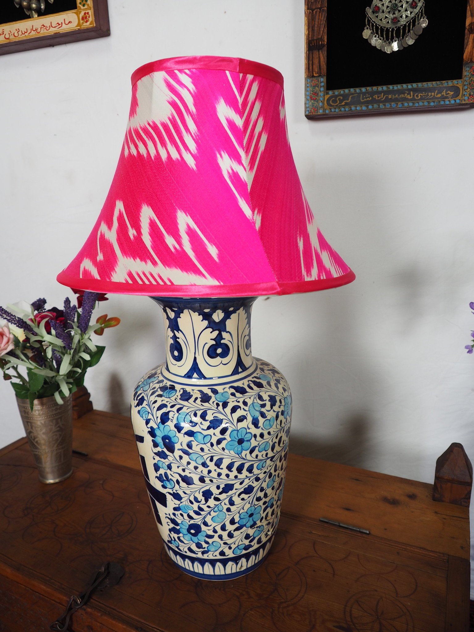 hand made  Unusual Origina Ikat lamp shade from uzbek Ikat No.A