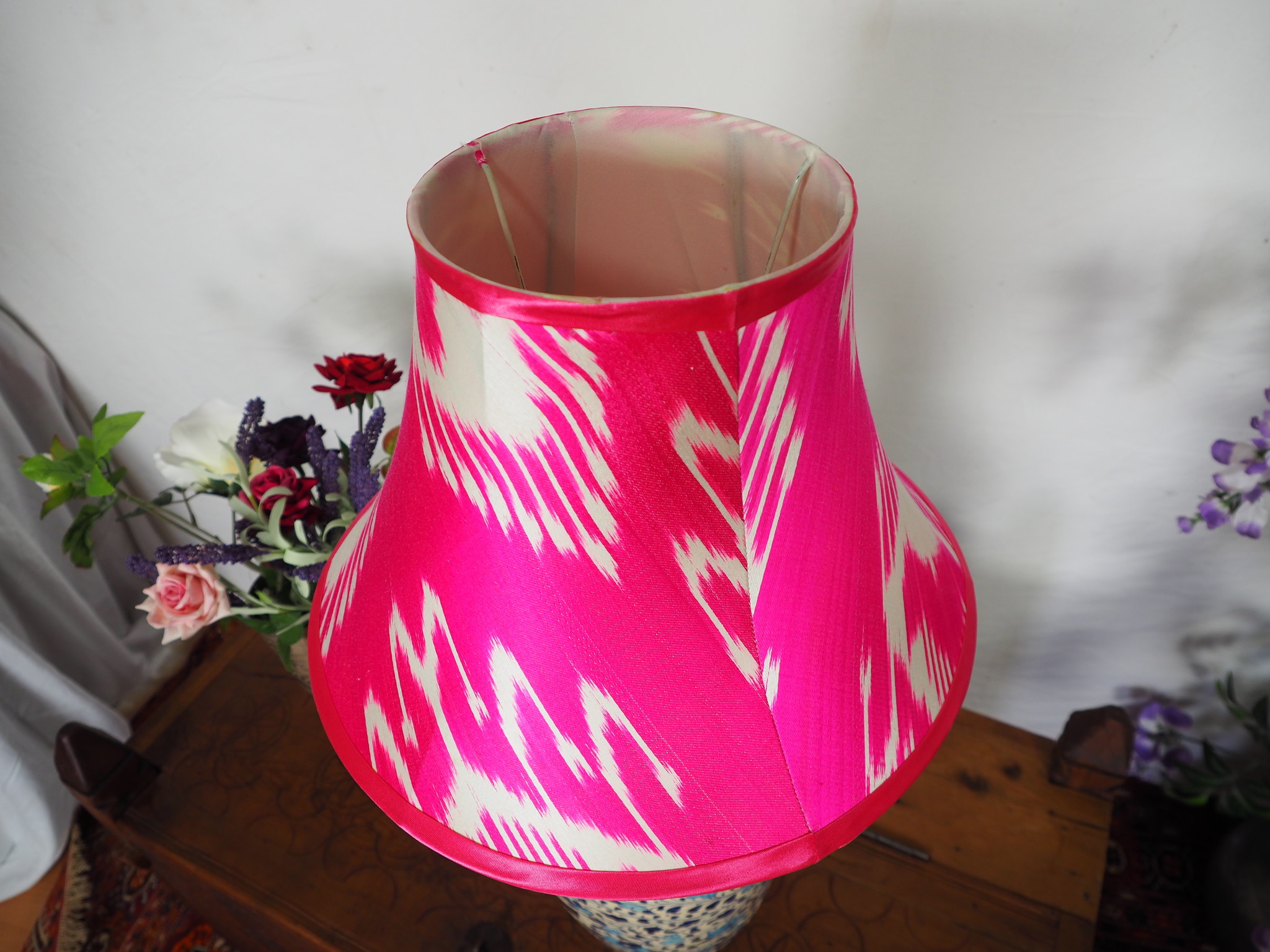 extravagant orient Uzbek Ikat stoff Schirm Lampenschirm Leuchtenschirm lampshade Nr:A